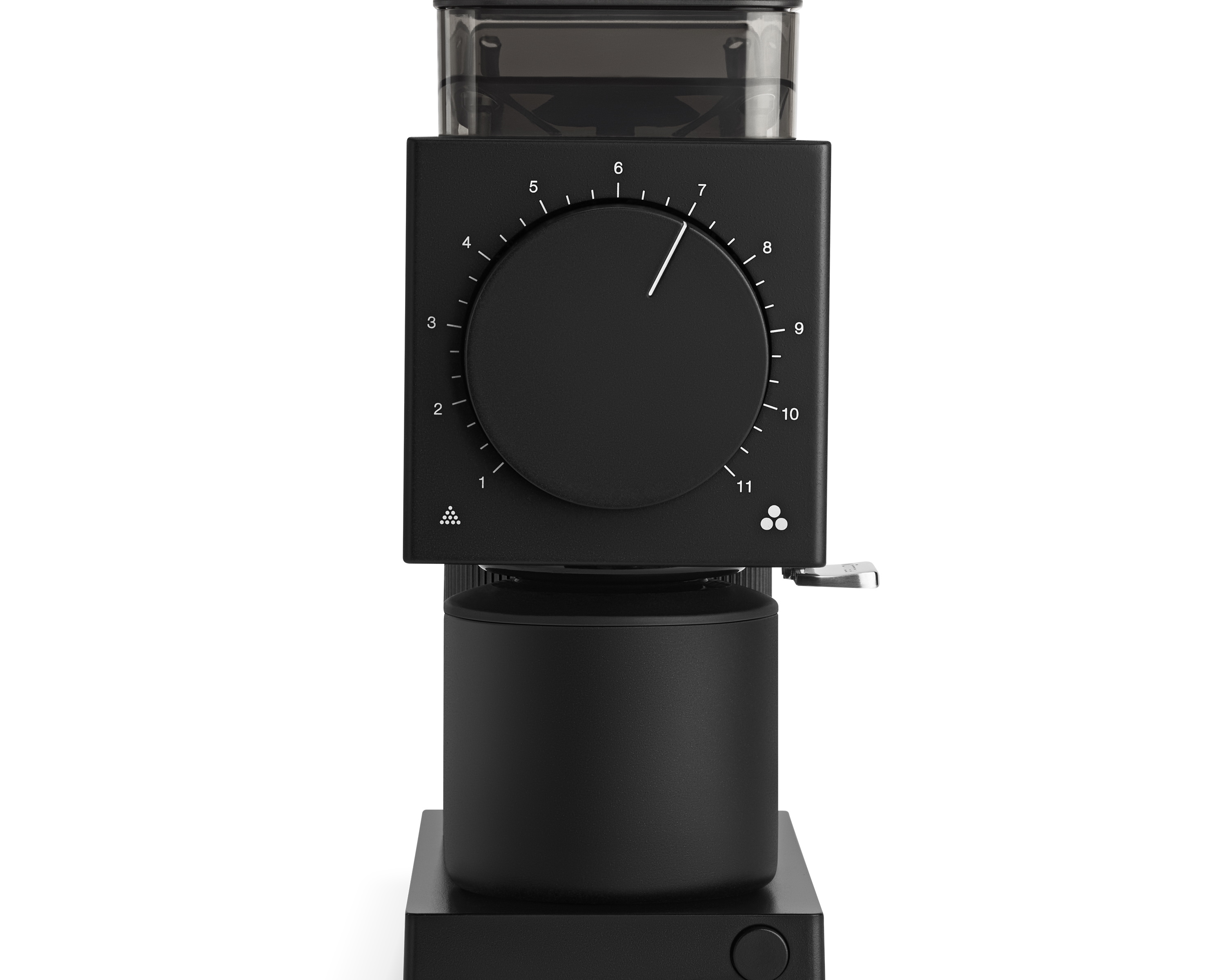 Black coffee grinder on a white background