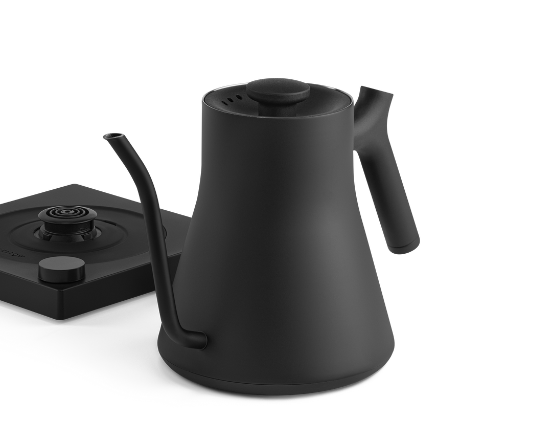 Black electric kettle on a white background