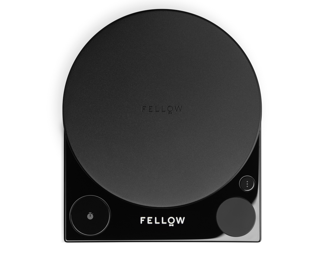 Black Fellow coffee brewing device on a white background